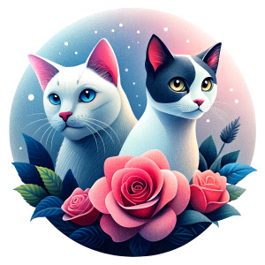 Roses and cats wallpapers