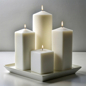 basic white block candle set