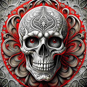 skull tattoo design - perfect realistic art - high-definition - grey and black - white background 