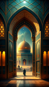 cinematic shot for the Al-Aqsa Mosque doors