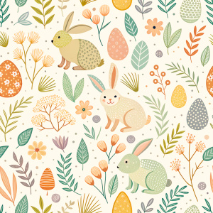 easter minimalist doodles seamless pattern tile, white ground