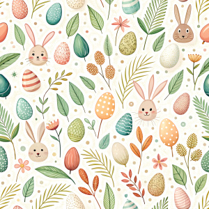 easter minimalist doodles seamless pattern tile, white ground