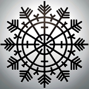 Nordic sword - pattern vegvisir symbol –  high-definition design grey and black, realistic tattoo design, white background