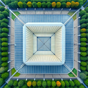 square roof of the sports arena top view