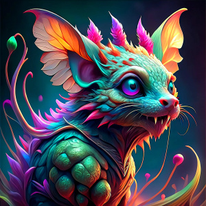 a dragon mice, comic effect, dynamic and aesthetic, 3D color effects, edgy and modern ((Comic-Style)), trending on artstation