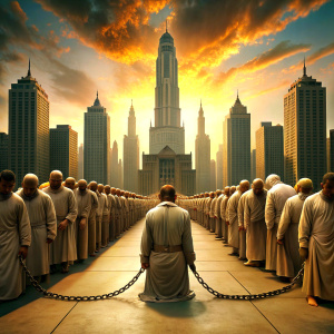 slaved society bow down in modern western city