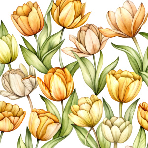 flowers tulips watercolor pattern