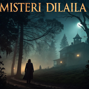 Movie poster for 'Misteri Dilaila'. Dark, moody colors, mysterious atmosphere