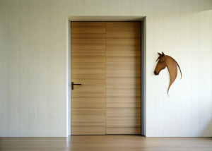 minimalist door with a horse pattern