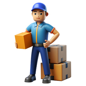 delivery man with cardboards