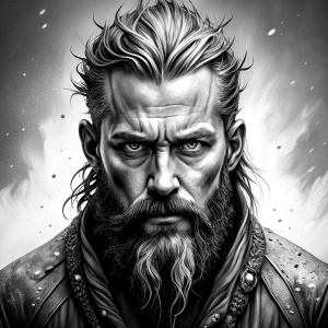 Nordic ragnar - perfect realistic art, high-definition grey and black, white background tattoo design