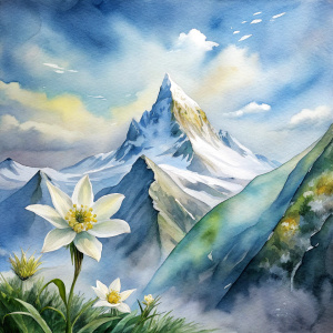 edelweiss flourishing in front of matterhorn mount