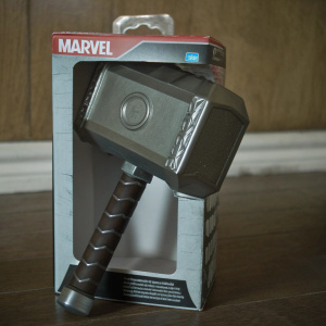 Customizable Marvel mashup toy featuring a fierce Thor lookalike. Colorful packaging with safety instructions and recommended age