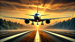 A passenger plane lands on the runway