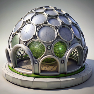 3D Render of a High-Tech Bio Dome, on isolated white background.