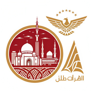 An exquisite logo design featuring Abu Dhabi's rich cultural heritage on one side, alongside the golden Etihad Airways emblem. The red and gold color scheme speaks volumes about luxury and heritage.