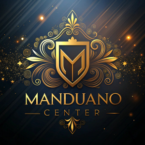 Create a logo with the word "MANDUJANO" center that has elegance and colors such as gold, black and silver.

