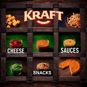Instagram grid showcasing Kraft's brand. Various food items and catchy phrases. Attractive visual layout