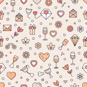 valentine day minimalist doodles for seamless pattern tile, light background