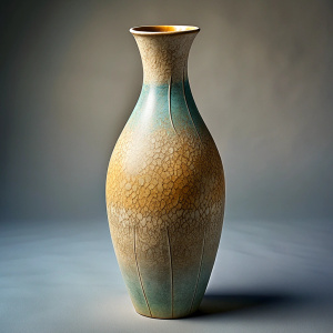 A thin long vase earthy texture
gray, khaki,