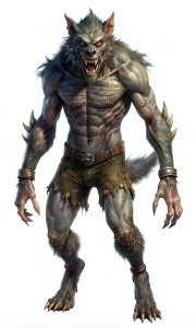 Volkolak, man werewolf in wolf, isolated on white background