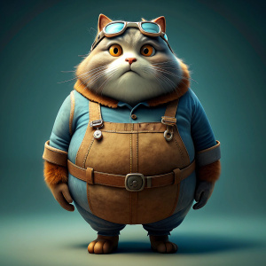 Fat Cat in overalls. Rear propeller