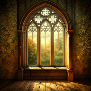 wall room ,window gothic,old wood texture, real photo, natural brown,