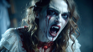 A horrifying close-up of a Keira Knightley, contorted in agony and terror, with blood oozing from its spectral features, creating a nightmarish and macabre image that evokes fear and dread, Photography, DSLR with a focus on capturing the ghost’s haunting expression.





