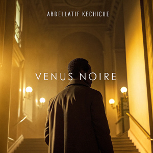 Film poster for 'Venus Noire'. Directed by Abdellatif Kechiche. Central figure faces away from viewer. Rich, warm golden hues dominate background.
