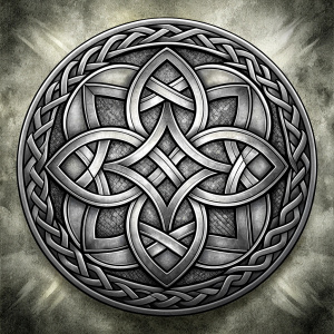 Celtic Paganism and Druidry symbols tattoo design - perfect realistic art - high-definition - grey and black - white background 