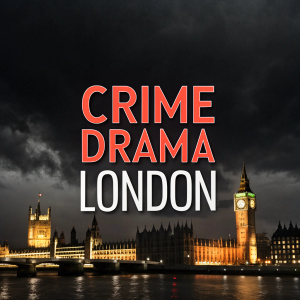 Title screen for crime drama series set in London. Bold font, black background
