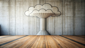 Minimalist Wall, perfect lines, Atomic mushroom cloud graffiti on the wall