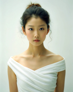 <lora:DetailedEyes_xl_V2:1>, <lora:neg4all_bdsqlsz_xl_V7:1>, 1girl, Kim Yoo Jung, wearing a white skirt, 23-year-old Korean actress, towel wrapped hair, blank art show, collarbone, looking at the audience, exquisite earrings, Necklace, beautiful curvy figure, (simple white background: 1.2), (panorama: 1.3), in a white room, beautiful mature, wide angle shot, grin, deep groove, deep shadows, John Rankin Waddell