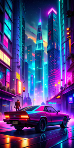 cyberpunk = neon colours game style