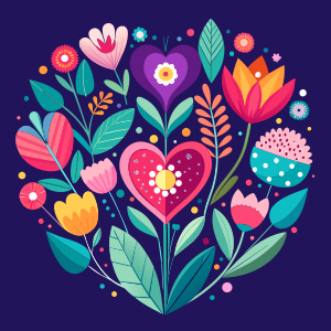 love texture with abstract flowers vector image