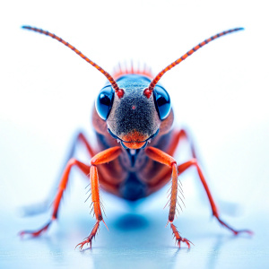 a ant with long hair, close up photo