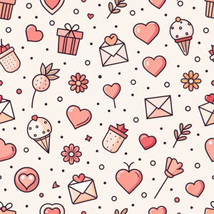 valentine day minimalist doodles for seamless pattern tile, light background