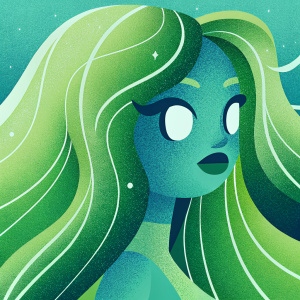 Pencil drawing of Starfire from Teen Titans. Earth tones color palette, expressive face