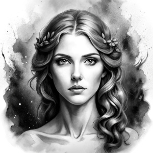 godness freya perfect realistic art, high-definition, high-definition grey and black, white background 