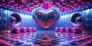 magic Valentine's disco room music love shine background 