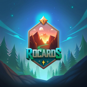 discord server logo called "RoCards" for a roblox game of magic cards in the wilderness