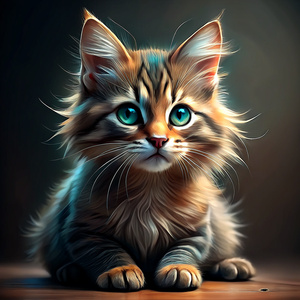 Realistic adorable longhair kitten, salior