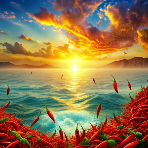 sea from chilli pepper background back view