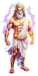 Zeus wearing the Olympian crown, Zeus in the guise of an aged, muscular deity, clad in traditional Greek attire, creating an illustration drawing inspiration from Age of Mythology art, standing against a pristine white backdrop, traditional Greek attire, crown of laurels, muscular physique, lightning caught in motion, ancient wisdom, Age of Mythology art style, divine aura, digital painting, ultra