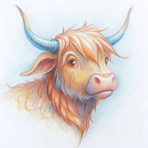 cute scottish cow gothic, side profile,