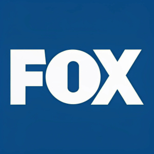 The logo for the Fox Broadcasting Network, featuring bold, white, all-capitalized 'FOX' in a modern sans-serif font against a solid, vibrant blue background. The text is centered and the background is uniform and saturated.