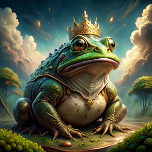 Create an image of the most epic wednesday colossal frog of all the epic wednesday colossal frogs.