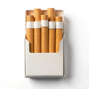 aesthetic photo, top view, pack of Marlboro cigarettes, on a white background