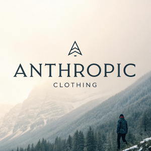 Digital artwork showcasing 'AnThropic Clothing' in a sleek, modern font. Minimalist design with a clean, contemporary aesthetic.