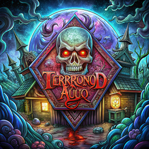 Logo for YouTube of older horror with the name of "TERROR ANTIGUO", a dark imagen with smoke AND full moon, without Cartoon caracter, in the night 